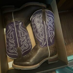 Brown and Purple Western Boots